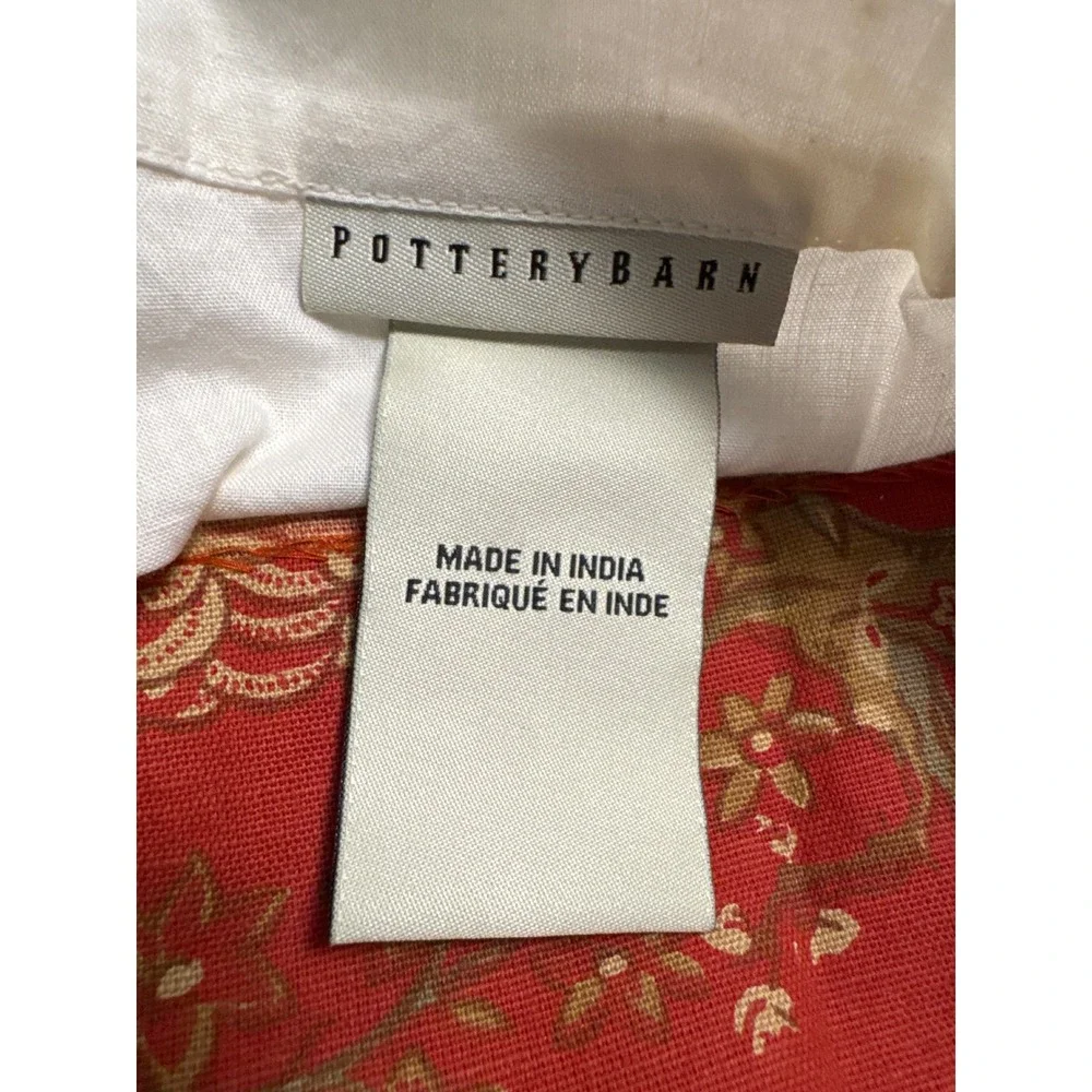 Pottery Barn Curtains 50x84 Madeline Red Floral Cotton Linen Lined Panels